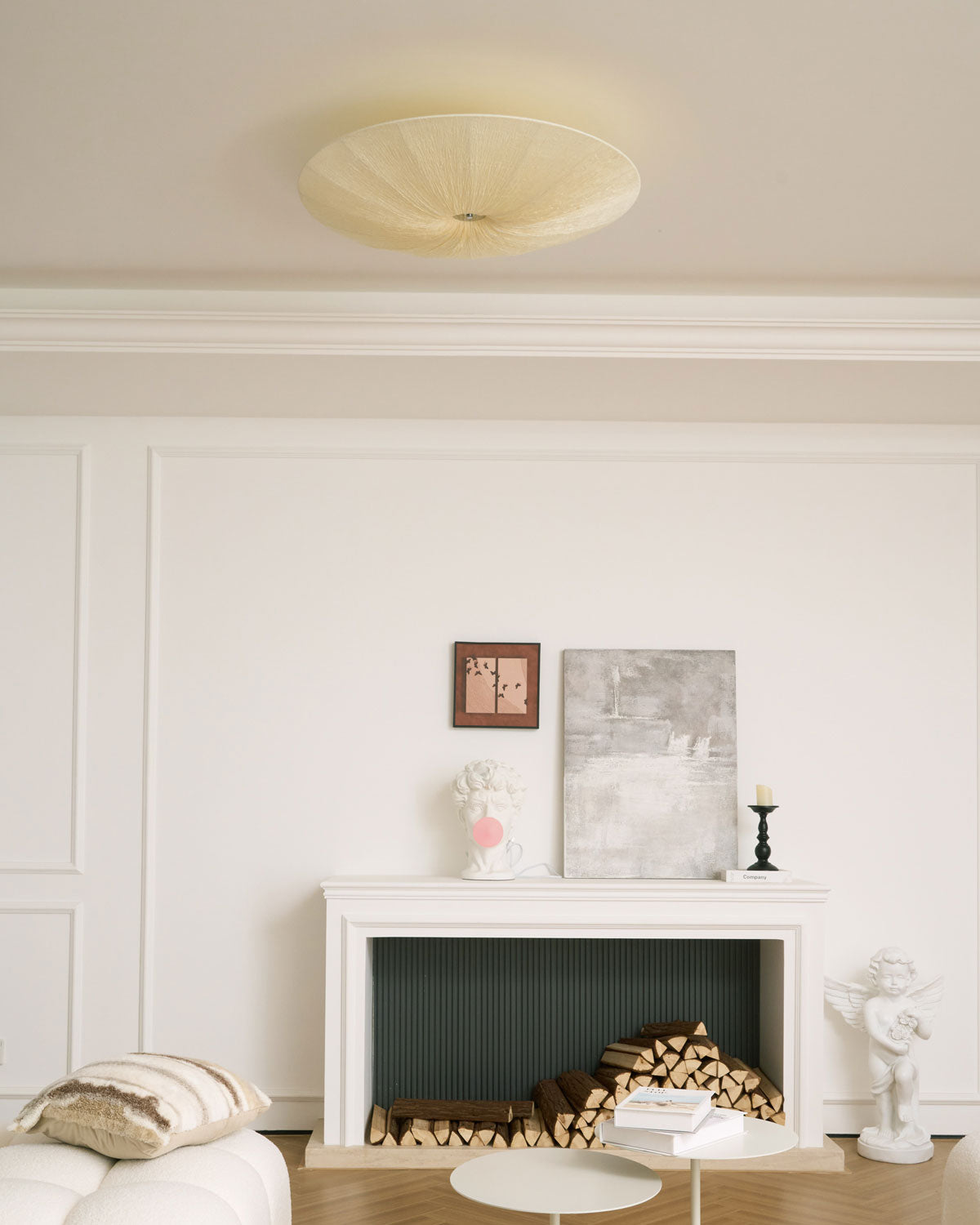 Tassel Plafondlamp Kwastjesdetail Beige Stof IJzer Warm Diffuus Licht Moderne Flush Mount Eetkamer Slaapkamer Entree | Sansoti