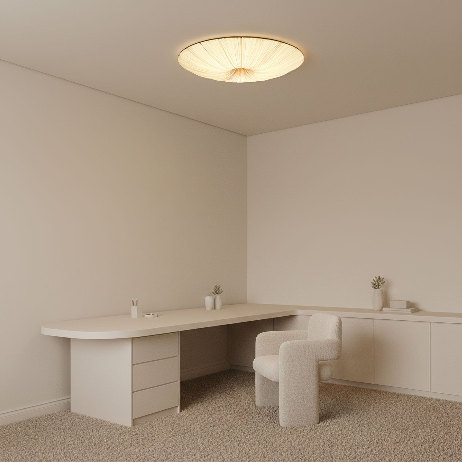 Tassel Plafondlamp Kwastjesdetail Beige Stof IJzer Warm Diffuus Licht Moderne Flush Mount Eetkamer Slaapkamer Entree | Sansoti