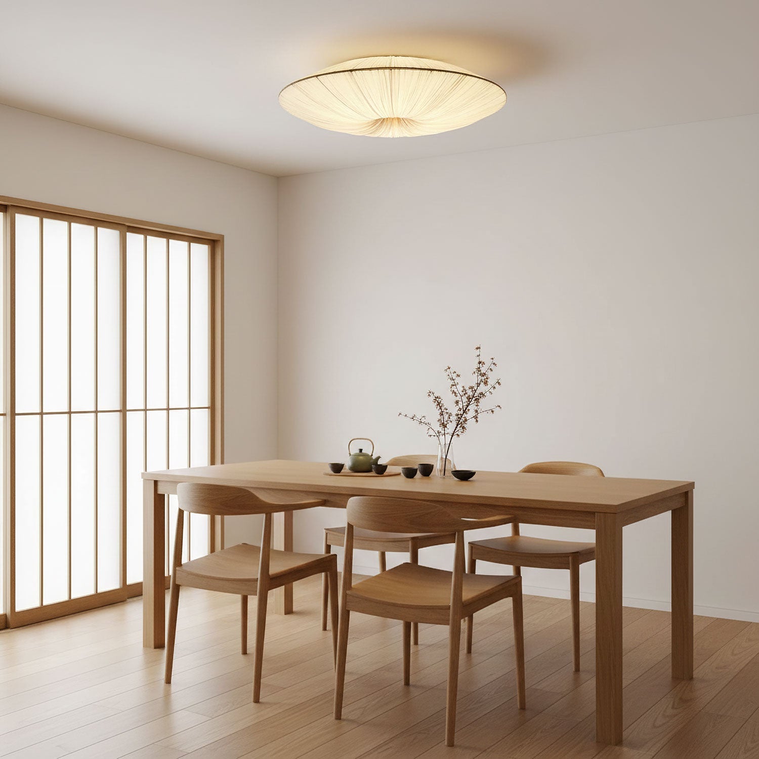 Tassel Plafondlamp Kwastjesdetail Beige Stof IJzer Warm Diffuus Licht Moderne Flush Mount Eetkamer Slaapkamer Entree | Sansoti