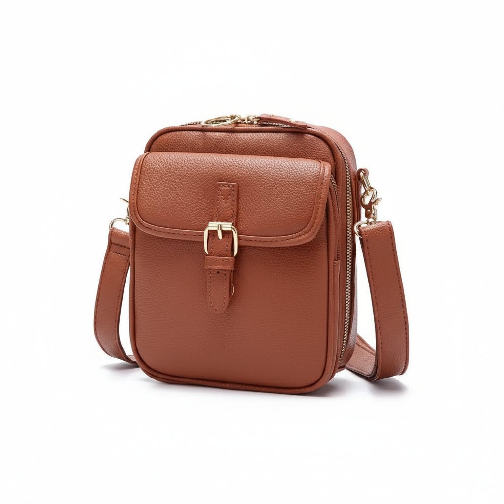 Leren Crossbody Tas Vierkant Model Anti-Diefstal | Sansoti