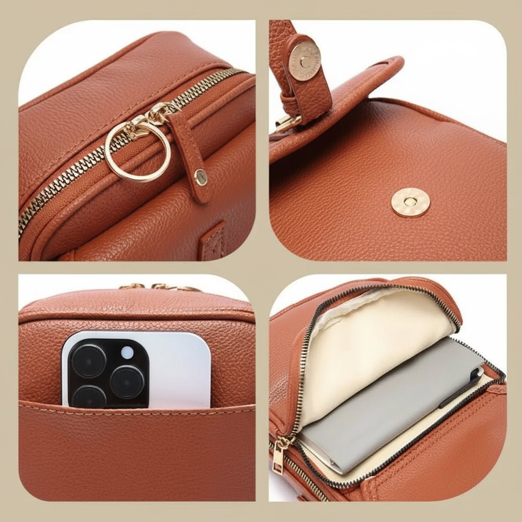 Leren Crossbody Tas Vierkant Model Anti-Diefstal | Sansoti