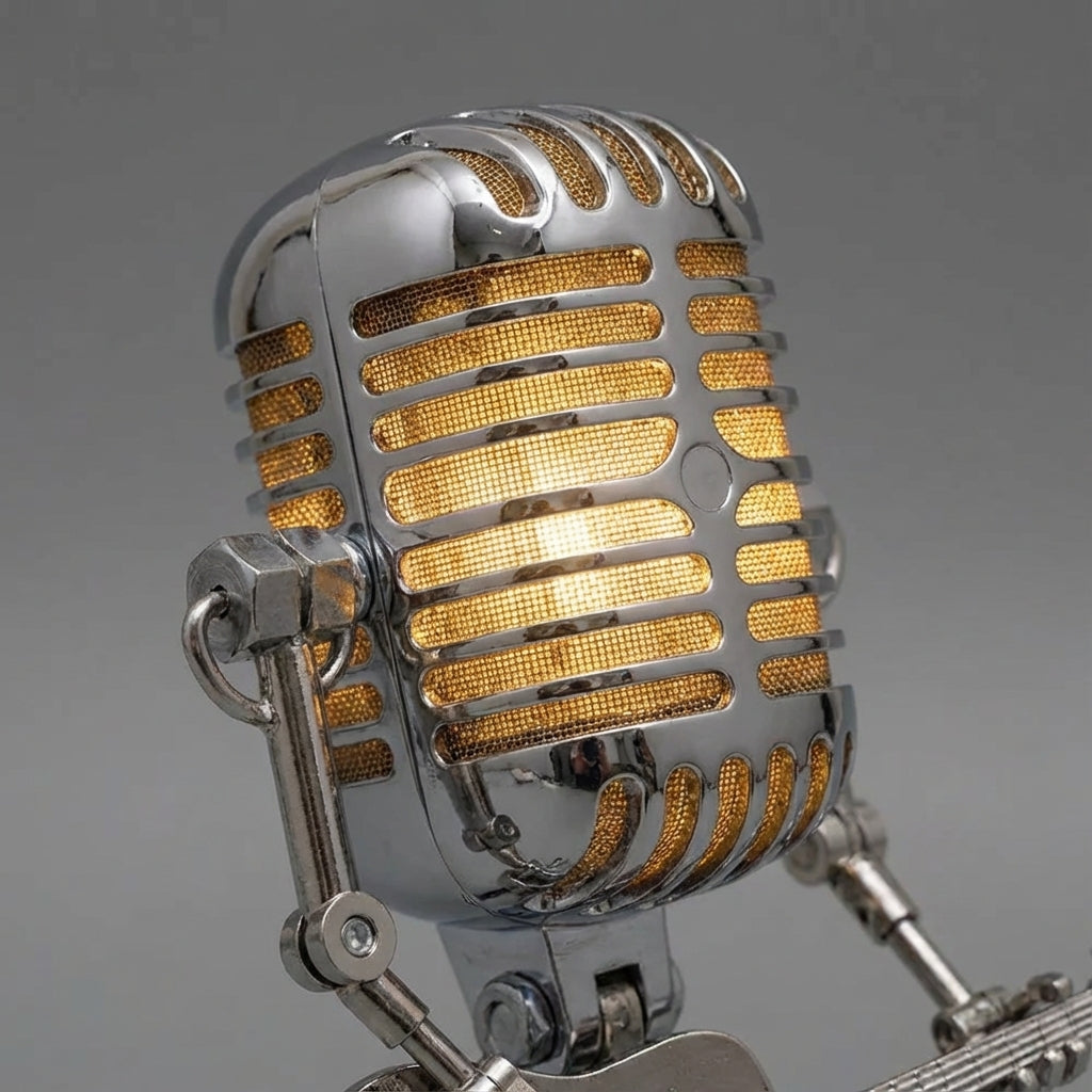 Roboterlampe mit Gitarre, LED-Tischlampe im Musikerdesign, warmes Licht, Dekoration, USB und Batterie, für Künstlerateliers | Sansoti