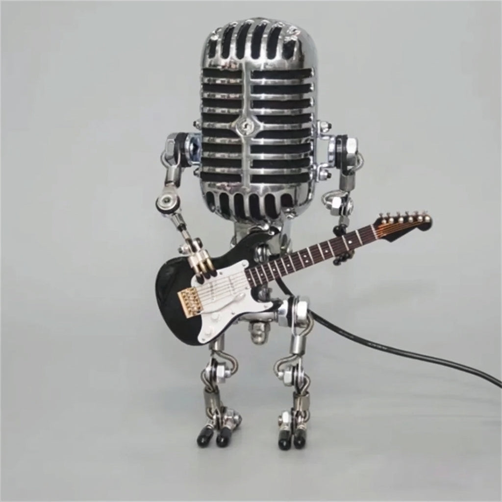 Tafellamp Microfoon Robot Gitaar LED Retro Bureaulamp USB Batterij Slaapkamer Muziek Decoratielamp Cadeau Vintage | Sansoti