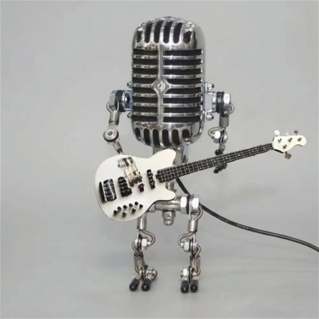 Tafellamp Microfoon Robot Gitaar LED Retro Bureaulamp USB Batterij Slaapkamer Muziek Decoratielamp Cadeau Vintage | Sansoti