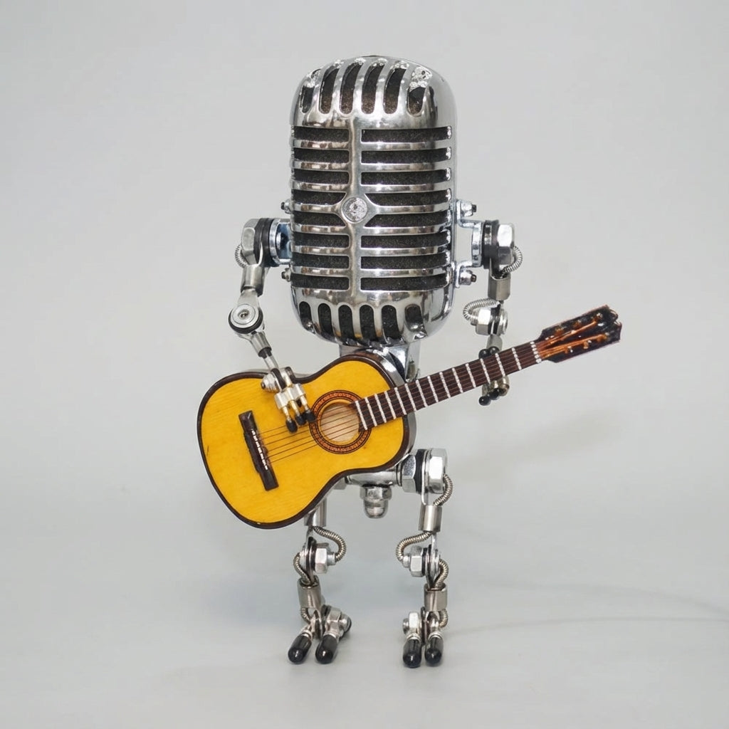 Roboterlampe mit Gitarre, LED-Tischlampe im Musikerdesign, warmes Licht, Dekoration, USB und Batterie, für Künstlerateliers | Sansoti