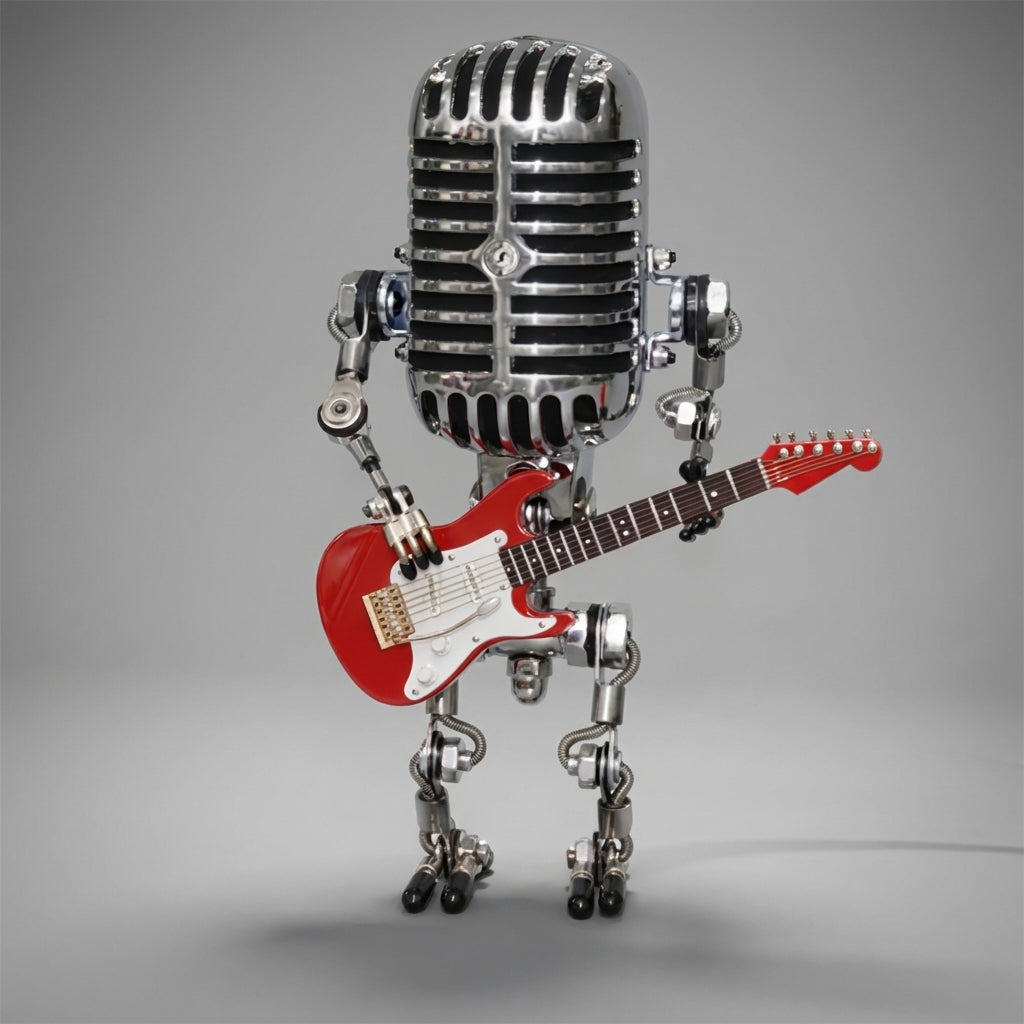 Tafellamp Microfoon Robot Gitaar LED Retro Bureaulamp USB Batterij Slaapkamer Muziek Decoratielamp Cadeau Vintage | Sansoti
