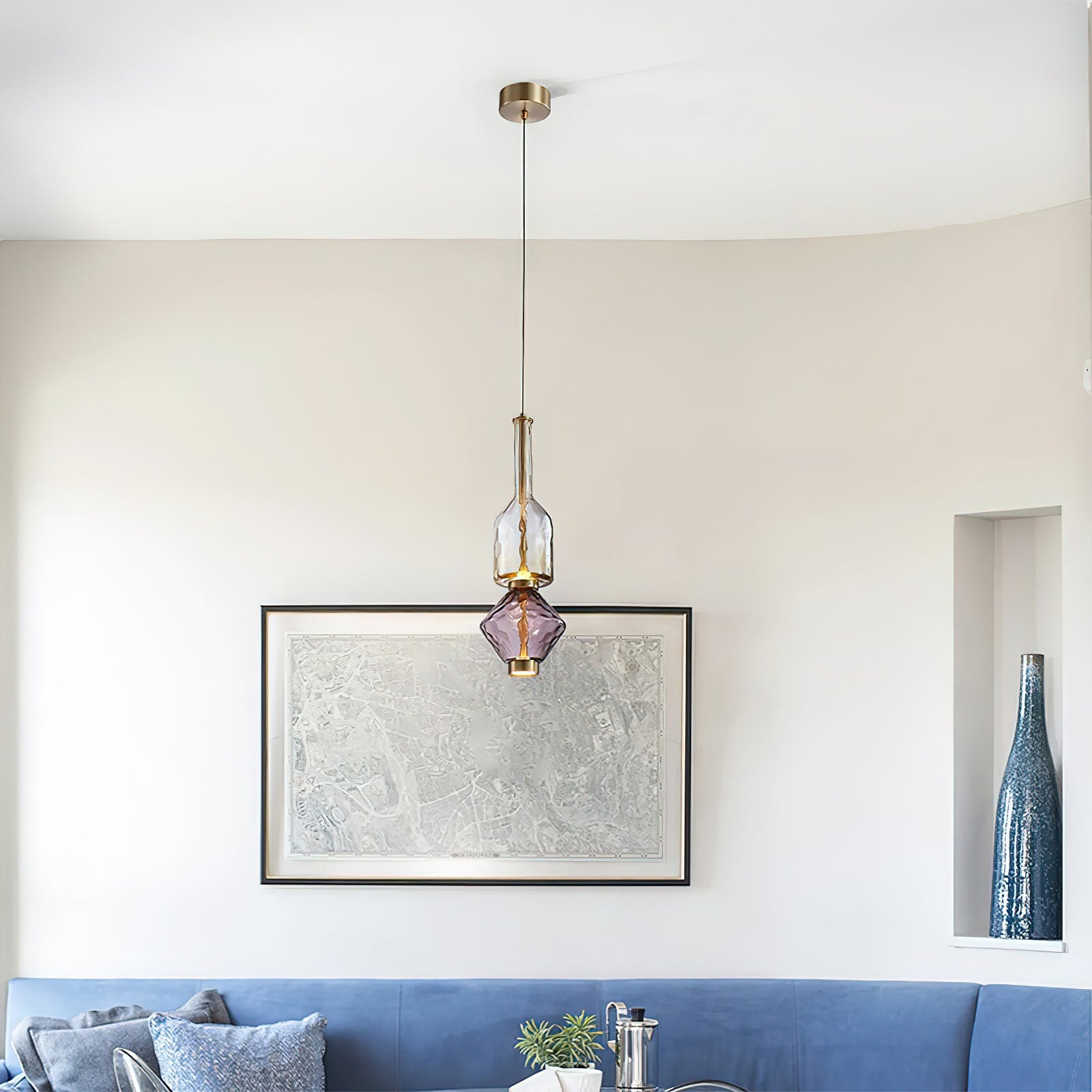 Hanglamp met Gekleurde Glazen Bol – Modern Design voor Eetkamer en Keuken | Sansoti