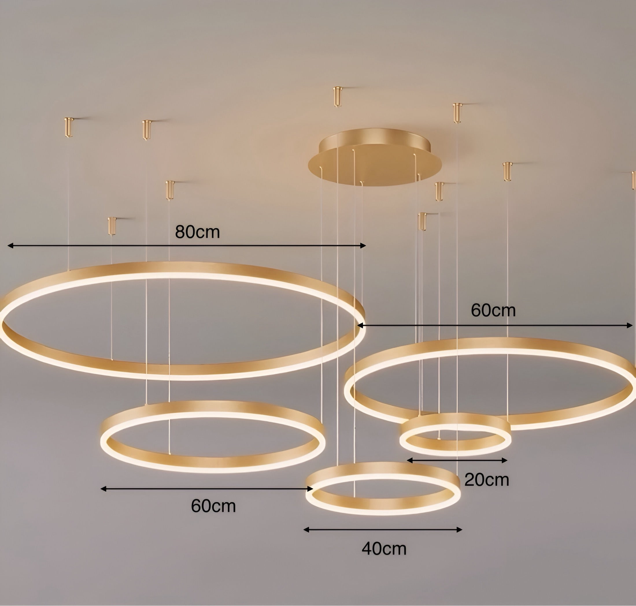 Moderne LED-Ring-Hängelampe mit mehreren Lichtkreisen und dimmbarer Beleuchtung | Restfield