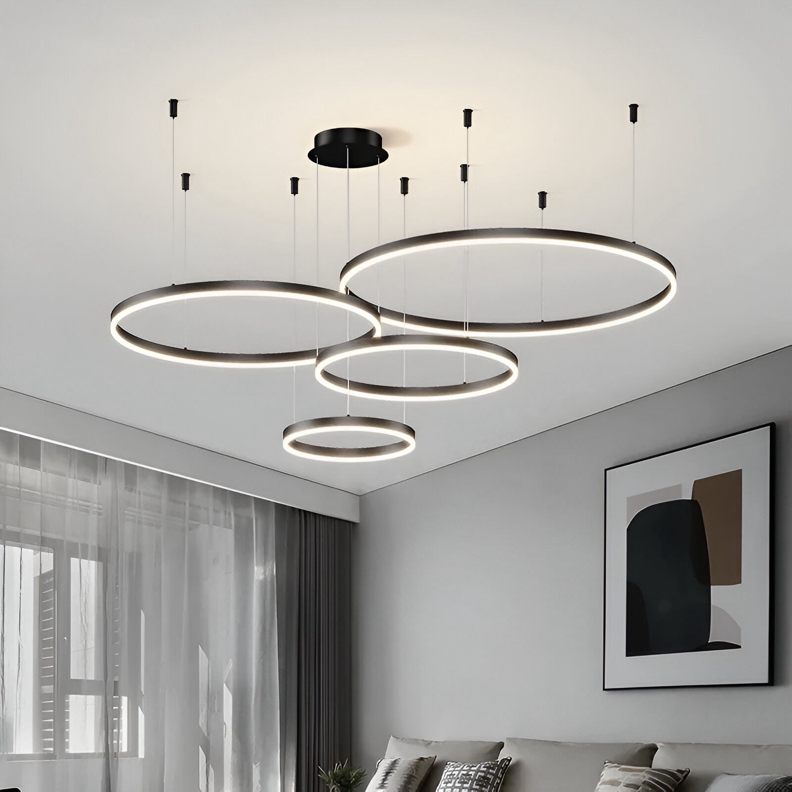 Moderne LED-Ring-Hängelampe mit mehreren Lichtkreisen und dimmbarer Beleuchtung | Restfield