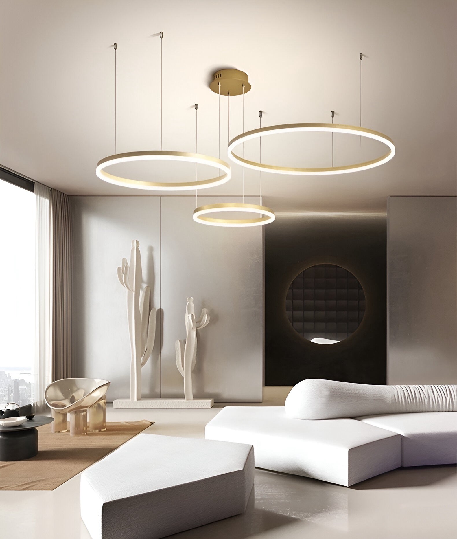 Moderne LED-Ring-Hängelampe mit mehreren Lichtkreisen und dimmbarer Beleuchtung | Restfield