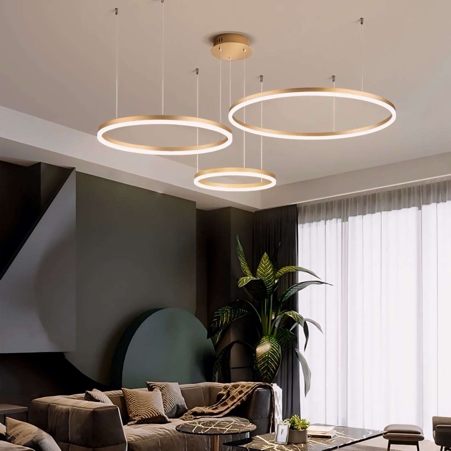 Moderne LED-Ring-Hängelampe mit mehreren Lichtkreisen und dimmbarer Beleuchtung | Restfield