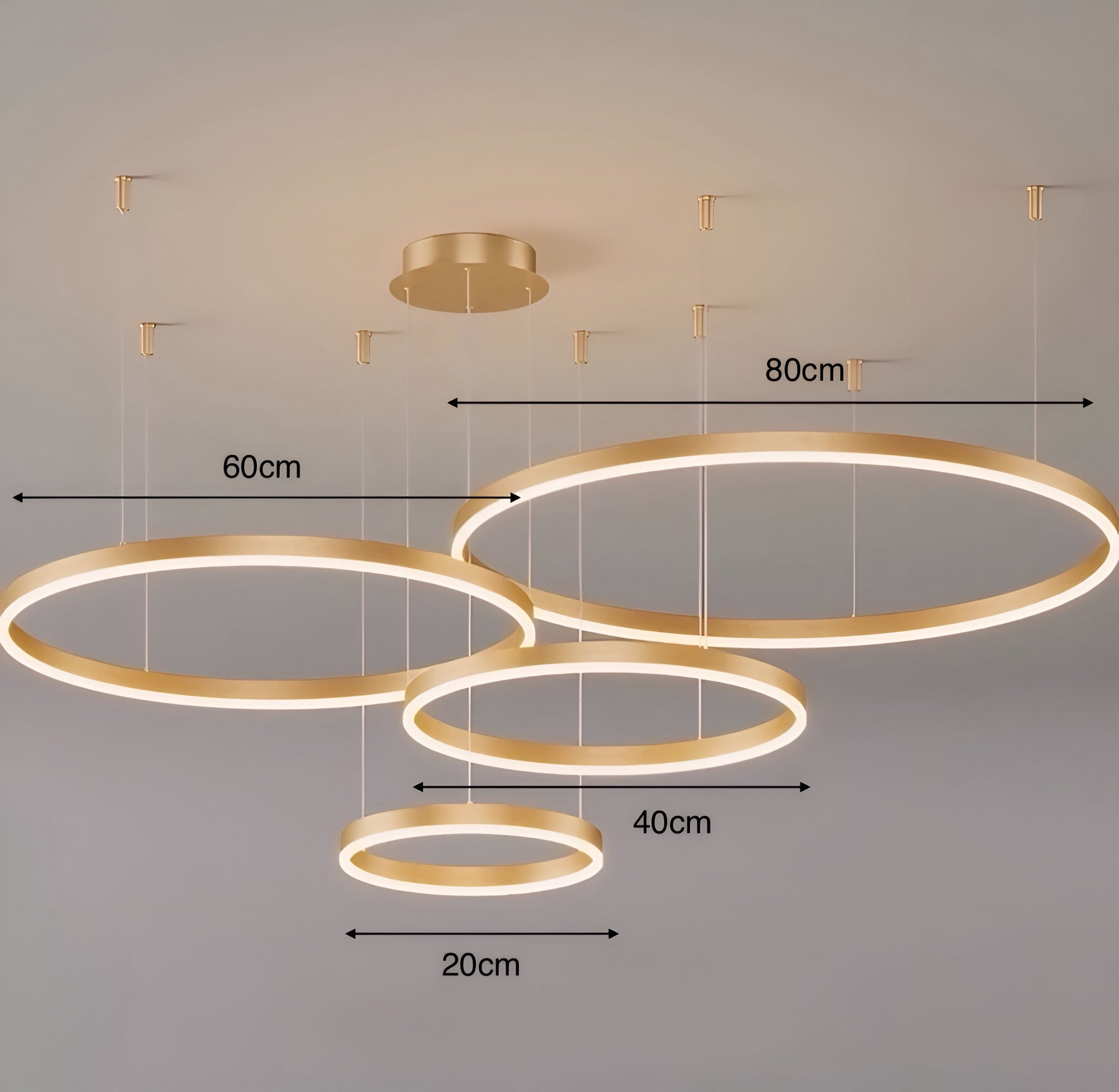 Moderne LED-Ring-Hängelampe mit mehreren Lichtkreisen und dimmbarer Beleuchtung | Restfield
