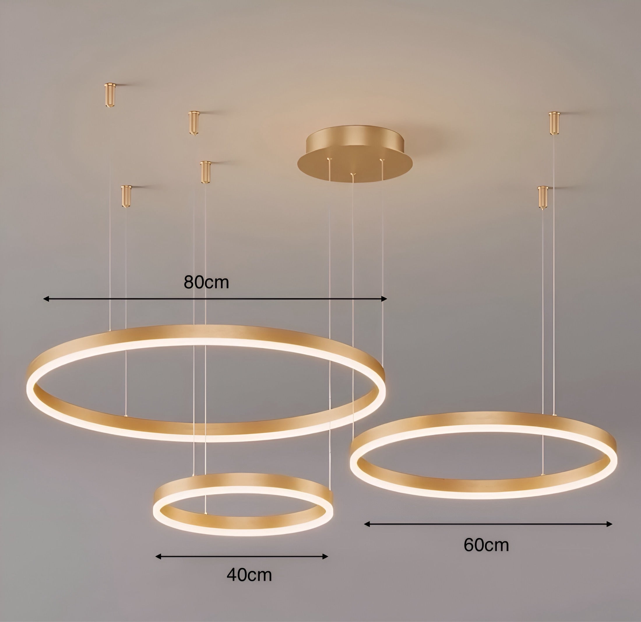 Moderne LED-Ring-Hängelampe mit mehreren Lichtkreisen und dimmbarer Beleuchtung | Restfield