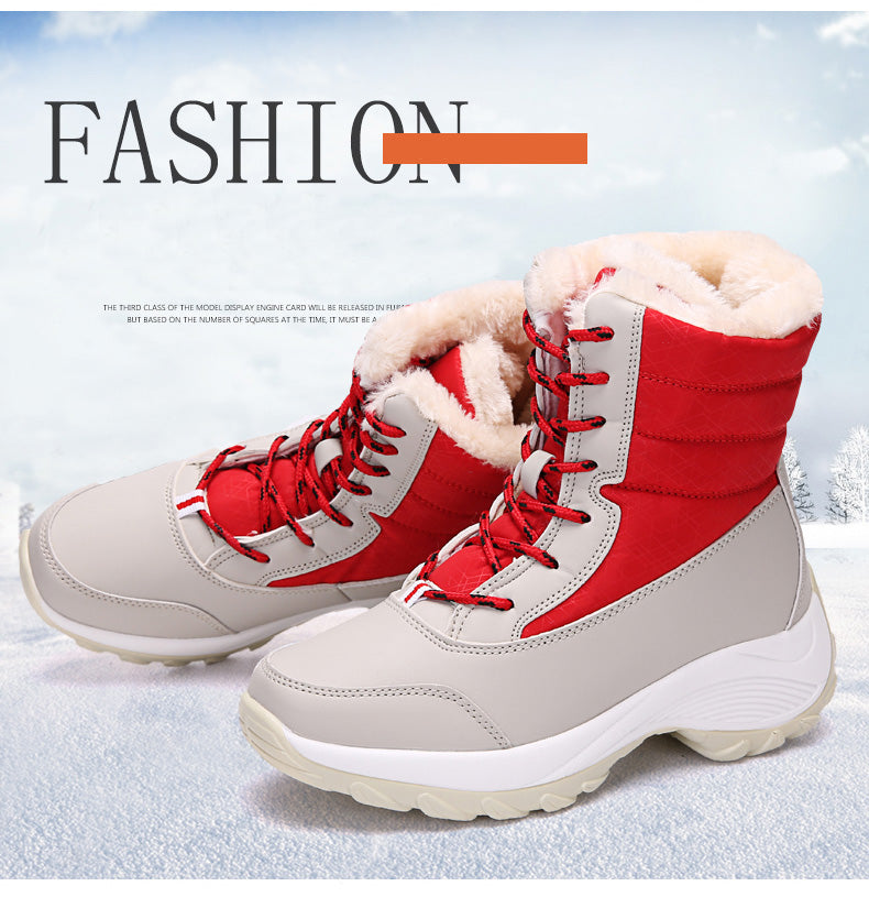 Gefütterte Winterstiefel für Damen mit weichem Plüschfutter, Schneestiefel, wasserdicht, lässig, warme Winterschuhe | Sansoti