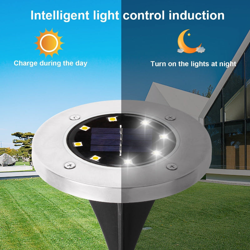 Set de 4 lampes solaires d'éclairage de jardin à LED, éclairage de chemin sans fil, automatique, résistantes aux intempéries, lampes d'extérieur pour jardin | Sansoti