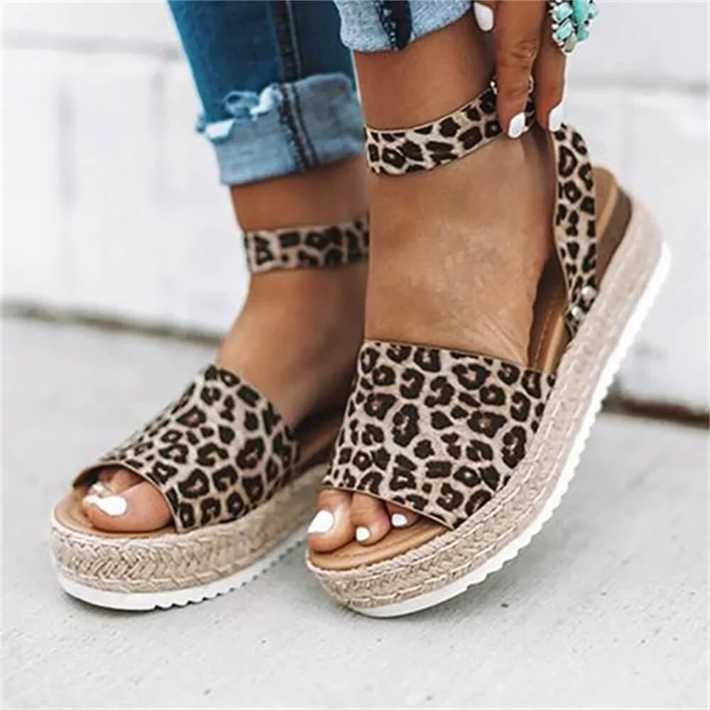 Women's Platform Sandals with Adjustable Ankle Strap | Summer Wedge Shoes with Open Toe for Daily Use | Sansoti