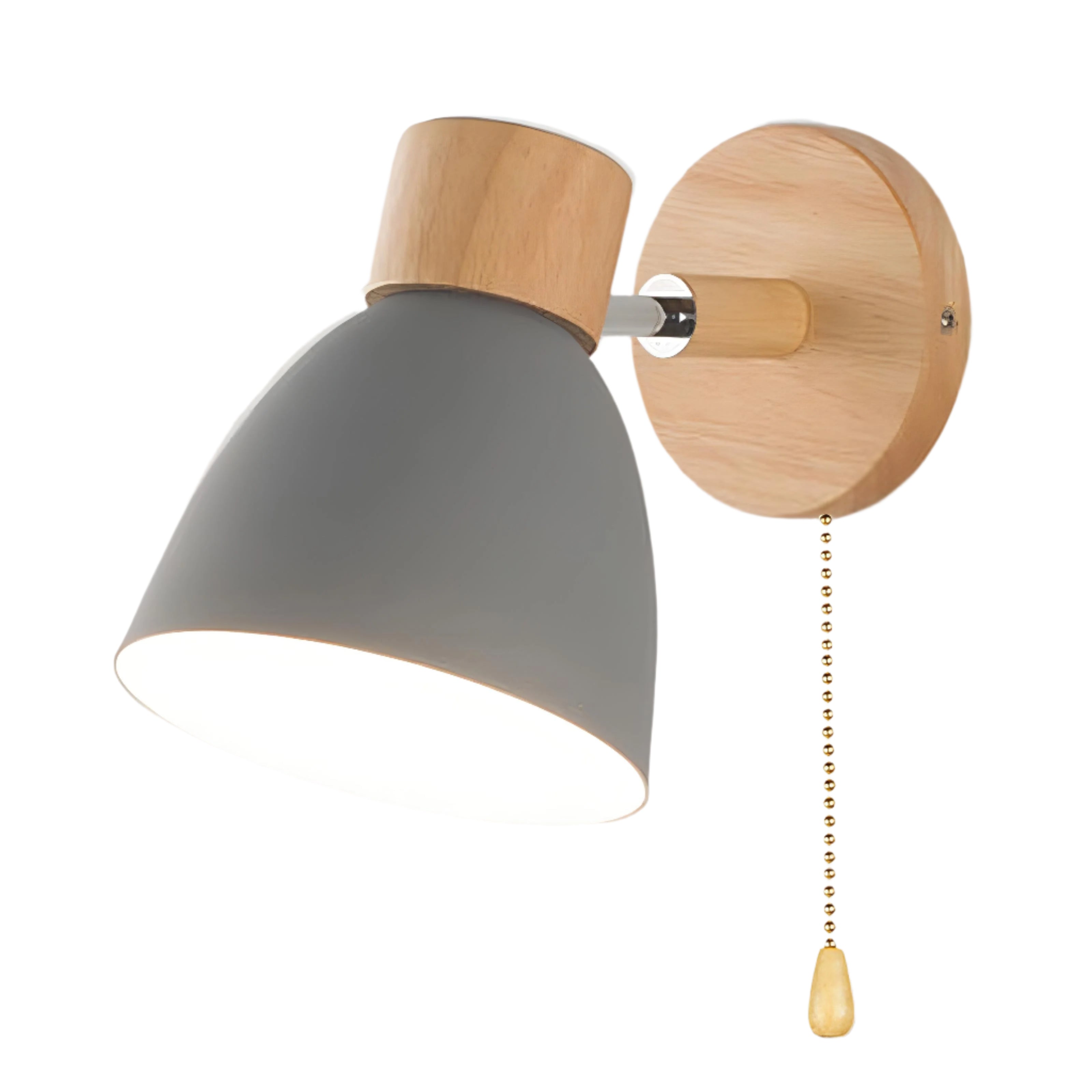Scandinavian Wall Lamp Wood with Pull Switch Natural Style Ambient Light Living Space | Sansoti