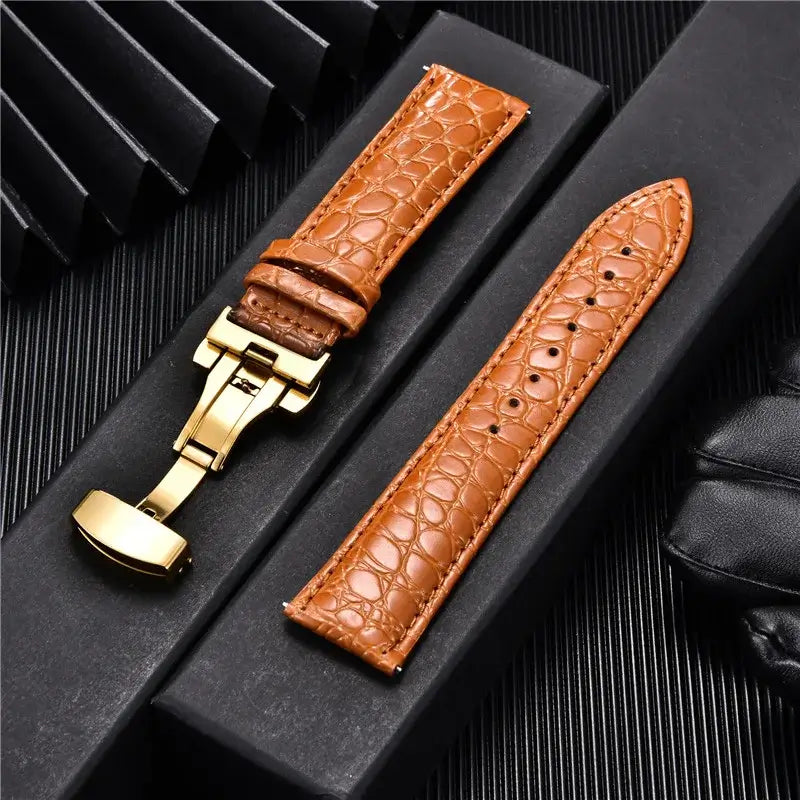 Lederarmband für Smartwatches mit Krokodilmuster, Premiumleder, feuchtigkeitsabweisendes Sportarmband, elegantes Armband, verstellbar | Sansoti