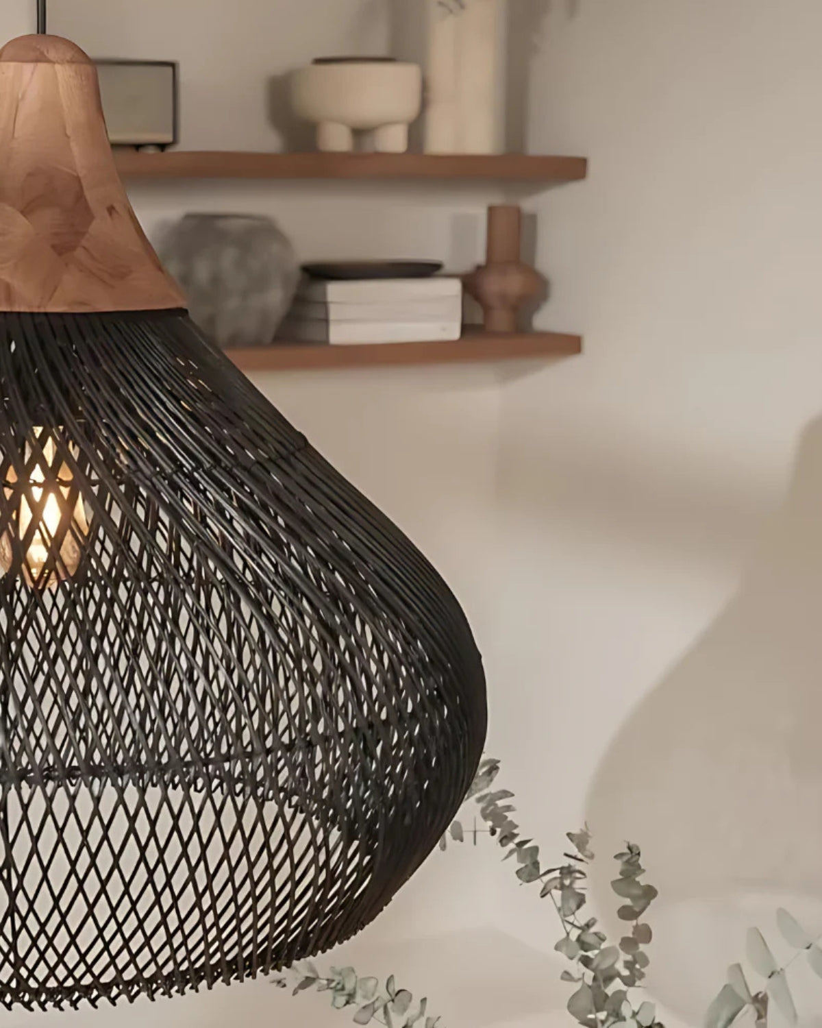 Handgewebte Rattan Pendelleuchte im Boho-Stil – natürliche Deckenlampe für Esszimmer und Wohnzimmer mit warmer Lichtabgabe | Restfield