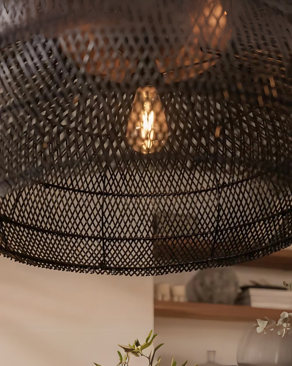 Handgewebte Rattan Pendelleuchte im Boho-Stil – natürliche Deckenlampe für Esszimmer und Wohnzimmer mit warmer Lichtabgabe | Restfield