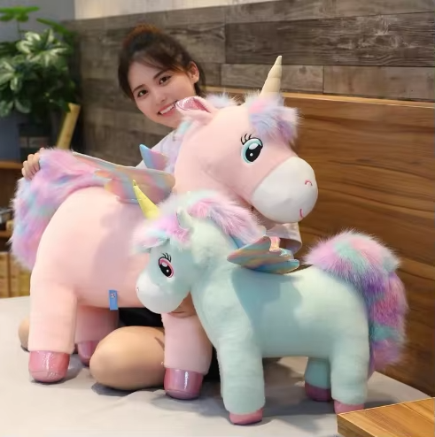 Peluche licorne XXL douce et rembourrée, jouet pour enfants, décoration de chambre fantaisie, cadeau | Sansoti