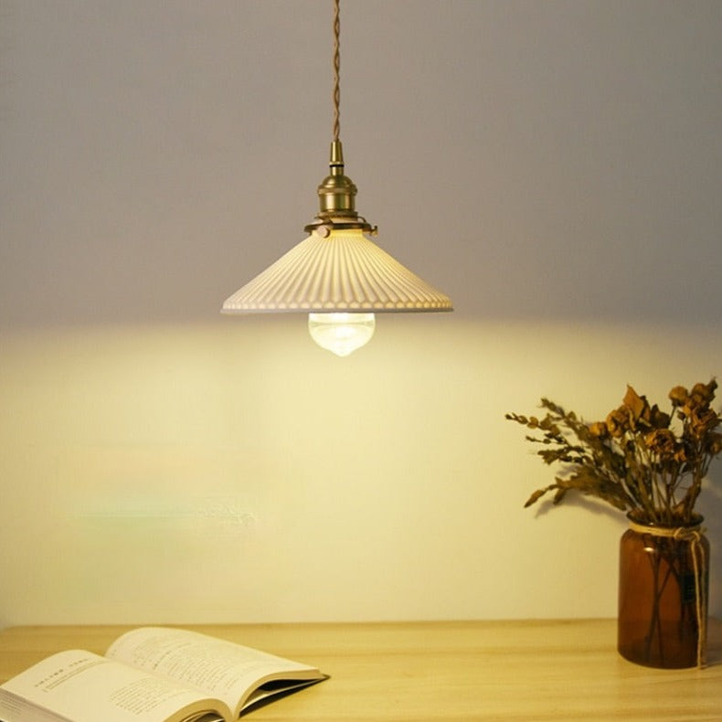 Retro Hanglamp met Witte Keramische Kap – Moderne LED Verlichting voor Woonkamer en Slaapkamer | Sansoti