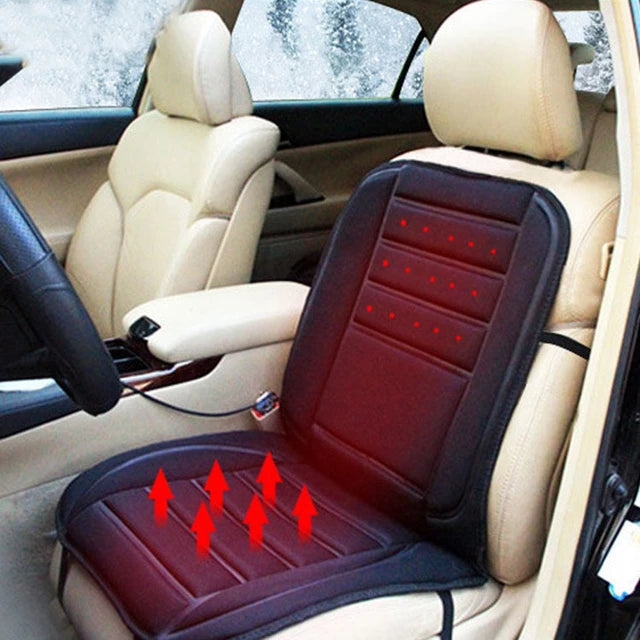 Beheizbarer Autositzbezug Schwarz Universal Vollständige Abdeckung 12V 45W Komfortabel Warmes Fahren im Winter Auto | Sansoti
