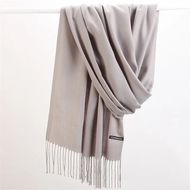 Écharpe d’hiver effet cachemire à franges, châle multifonction chaud, pashmina doux pour femme et homme, étole | Sansoti