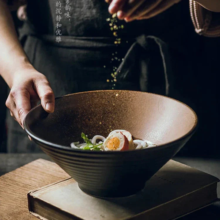 Ramenkom keramiek 18 cm Japans design soepkom noedelkom rijstkom servies keuken handgemaakt | Sansoti
