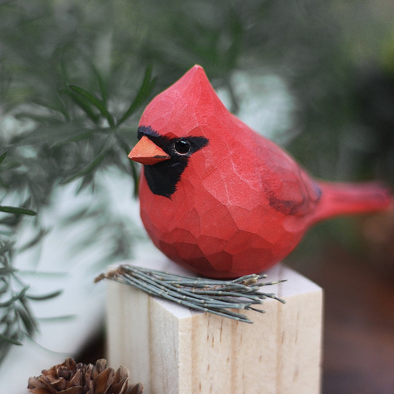 Handgesneden Houten Vogelfiguurtje Scandinavische Stijl Roodborstje Decoratie | Sansoti
