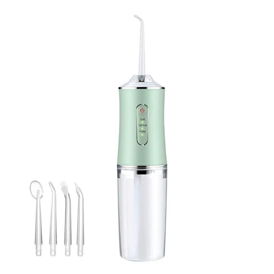 Hydropulseur portable rechargeable 4 niveaux de pression nettoyage interdentaire soins dentaires à domicile ou en déplacement sans fil compact | Sansoti