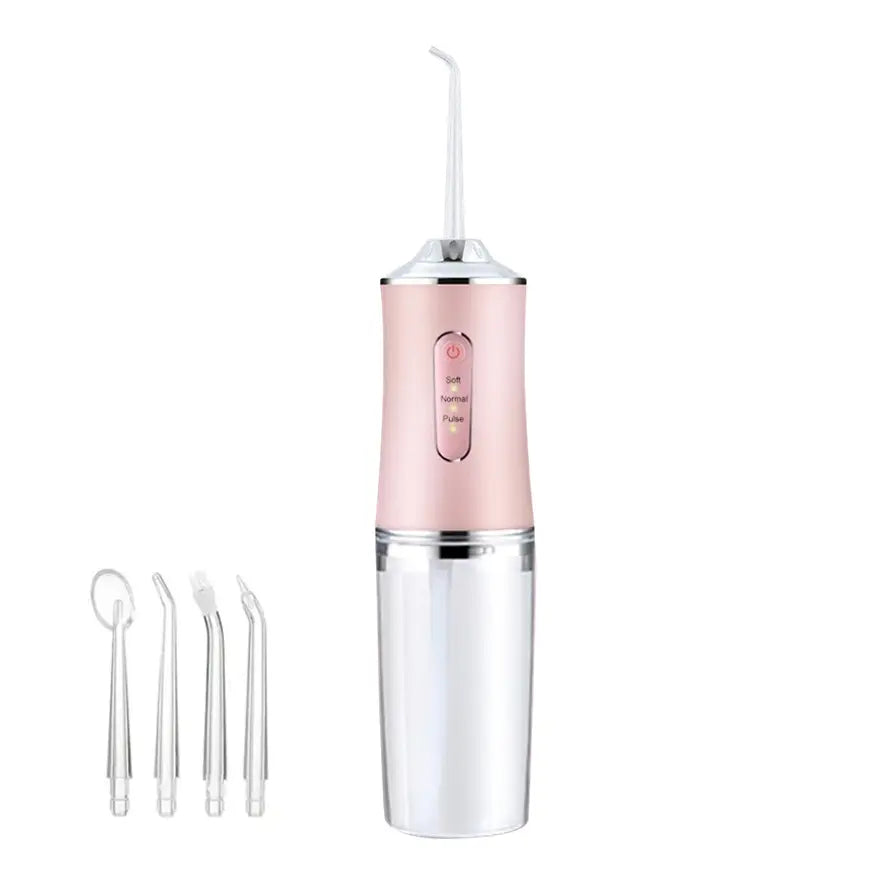 Hydropulseur portable rechargeable 4 niveaux de pression nettoyage interdentaire soins dentaires à domicile ou en déplacement sans fil compact | Sansoti