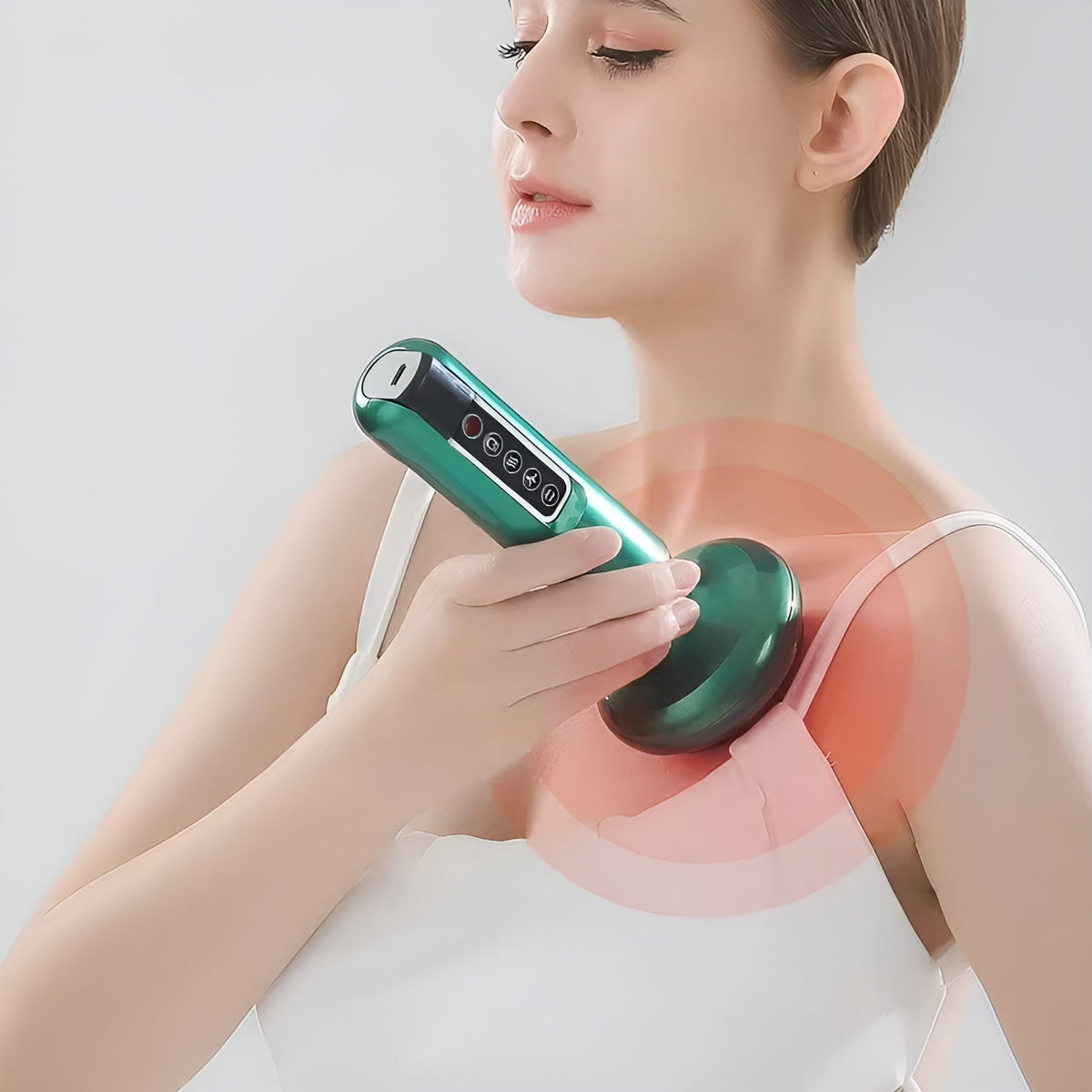 Cordless Massage Device with Suction Function, Heat, ABS and 1800mAh Battery for Back, Shoulders, Legs and Neck Muscles | Sansoti