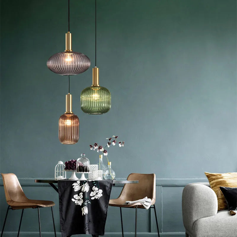 Hängelampe Buntglas Retro Nordisch E27 Weiß Grün Rosa Ø13 Ø30 Esszimmer | Restfield