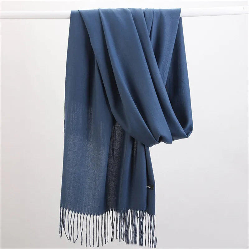 Écharpe d’hiver effet cachemire à franges, châle multifonction chaud, pashmina doux pour femme et homme, étole | Sansoti