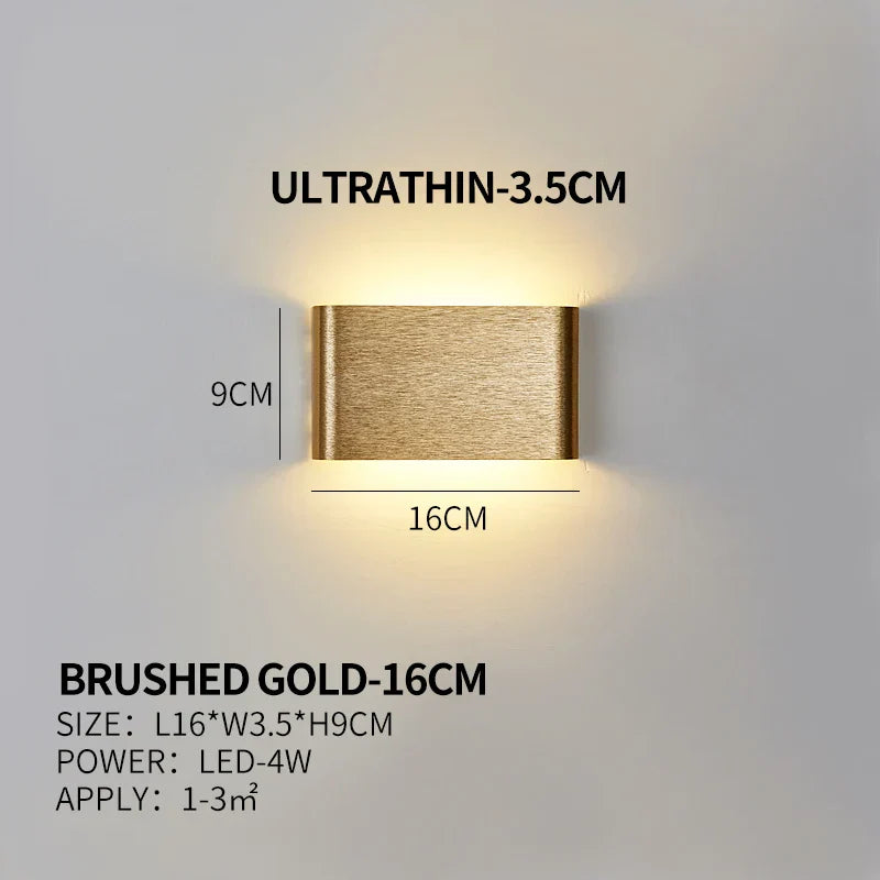 Ultra-dunne design wandlamp APHRODITE — moderne aluminium LED-wandverlichting met acryl kap | Sansoti