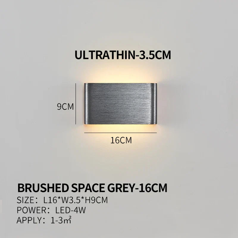 Ultra-dunne design wandlamp APHRODITE — moderne aluminium LED-wandverlichting met acryl kap | Sansoti