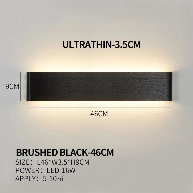 Ultra-dunne design wandlamp APHRODITE — moderne aluminium LED-wandverlichting met acryl kap | Sansoti
