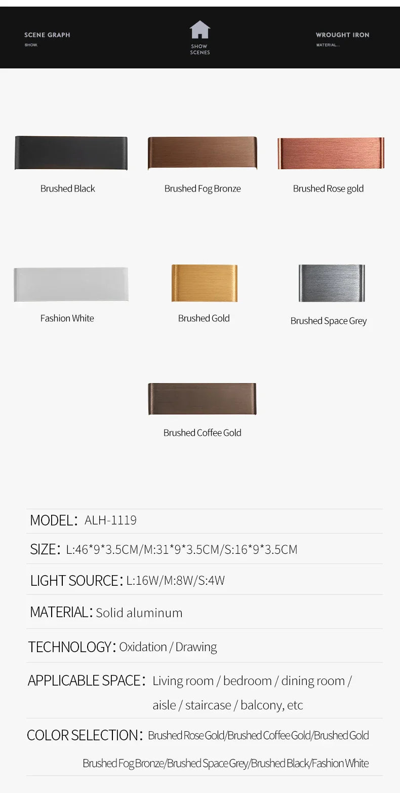 Ultra-dunne design wandlamp APHRODITE — moderne aluminium LED-wandverlichting met acryl kap | Sansoti