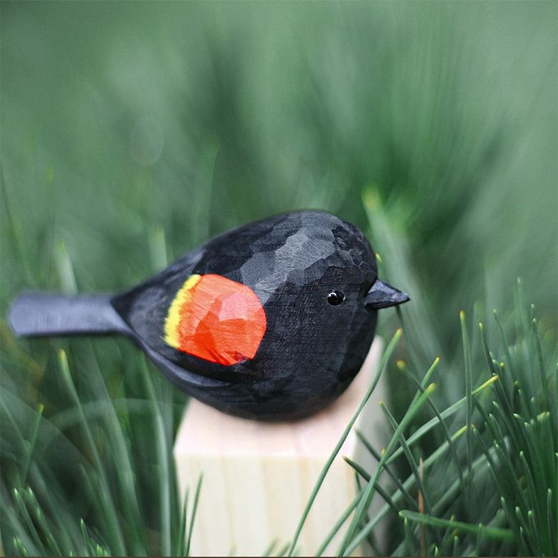 Handgesneden Houten Vogelfiguurtje Scandinavische Stijl Roodborstje Decoratie | Sansoti
