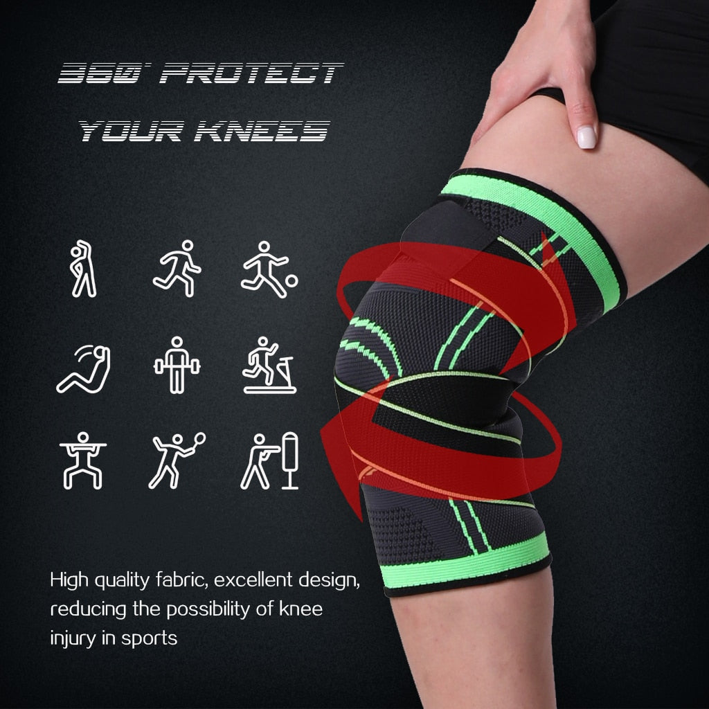 Kompressions-Kniebandage mit verstellbaren Riemen, Sportunterstützung, Gelenkschutz, Fitness und Training | Sansoti