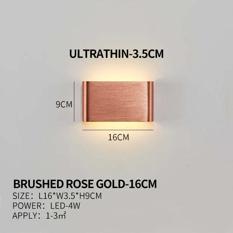 Ultra-dunne design wandlamp APHRODITE — moderne aluminium LED-wandverlichting met acryl kap | Sansoti