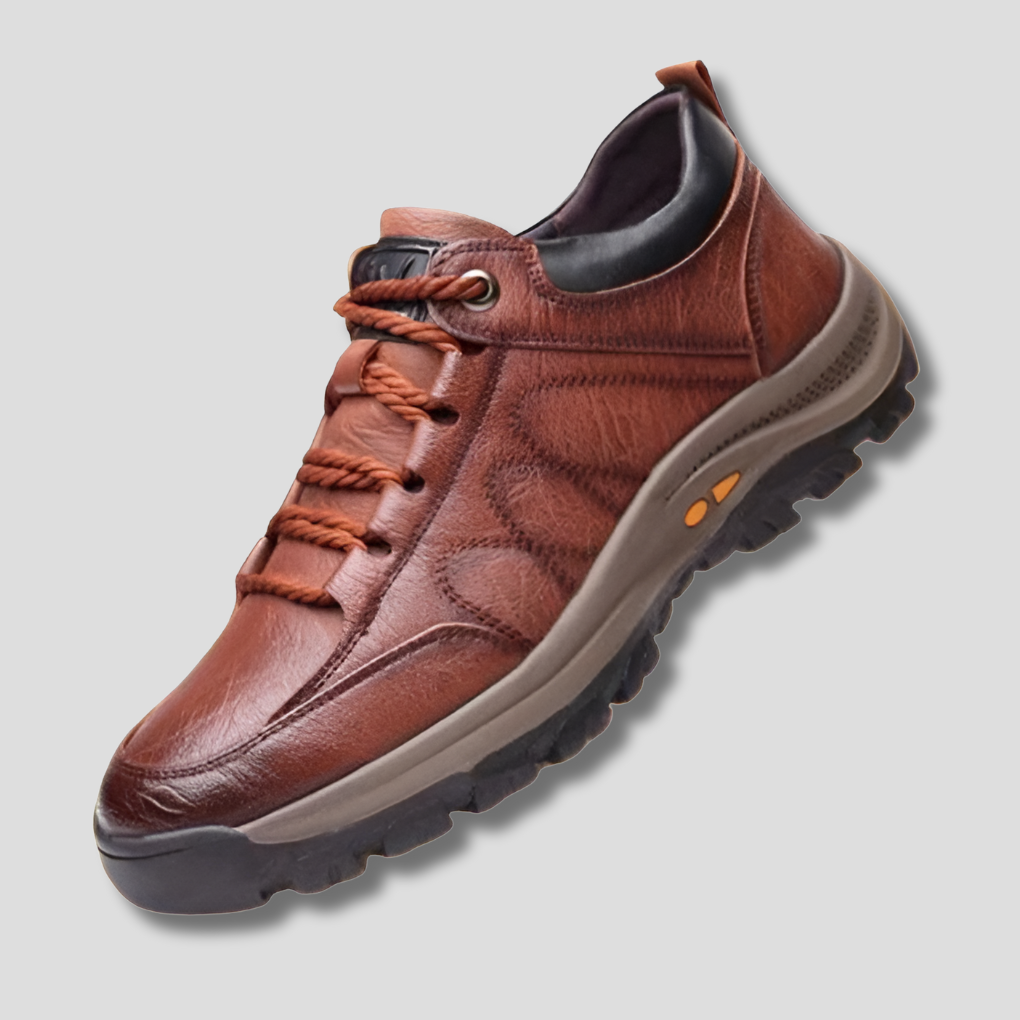 Leren herenschoenen met orthopedisch voetbed zwart kastanjebruin voetondersteuning werkschoenen casual | Sansoti