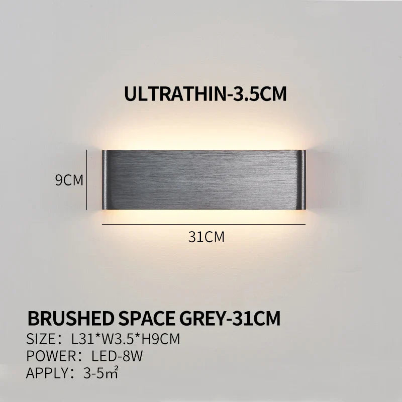 Ultra-dunne design wandlamp APHRODITE — moderne aluminium LED-wandverlichting met acryl kap | Sansoti