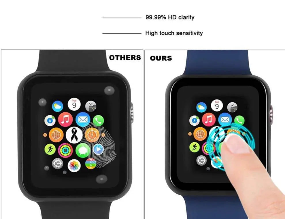 Roestvrijstalen Beschermhoesje met Gehard Glas voor Apple Watch 44mm 40mm 42mm 38mm Smartwatch Accessoire | Sansoti