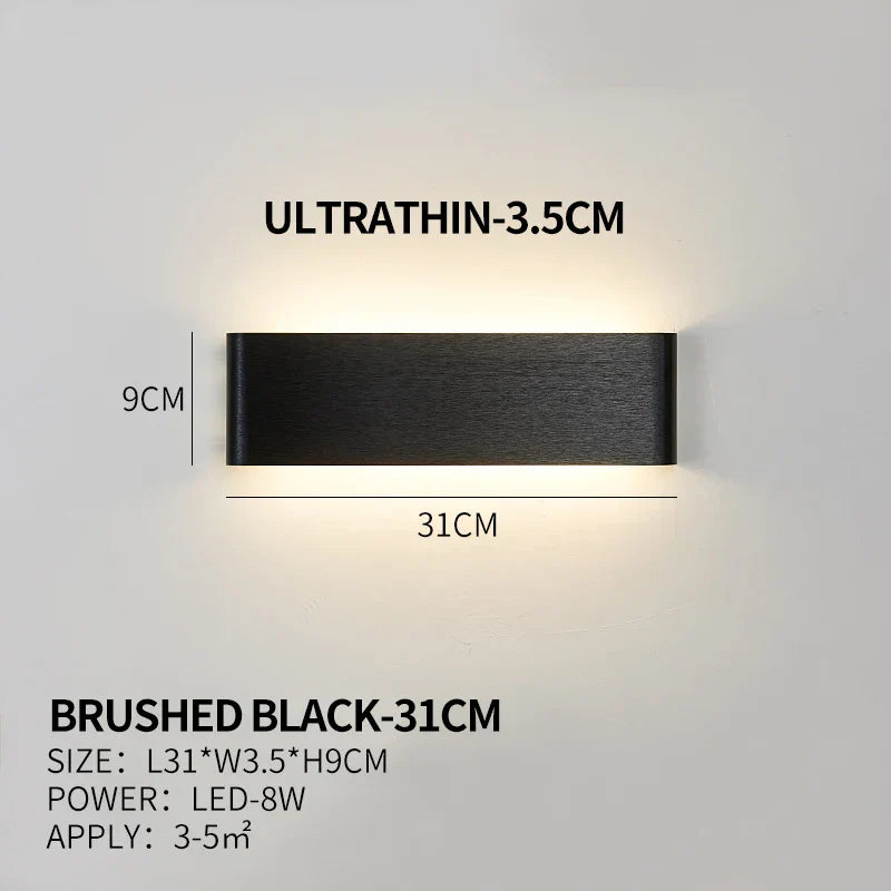 Ultra-dunne design wandlamp APHRODITE — moderne aluminium LED-wandverlichting met acryl kap | Sansoti