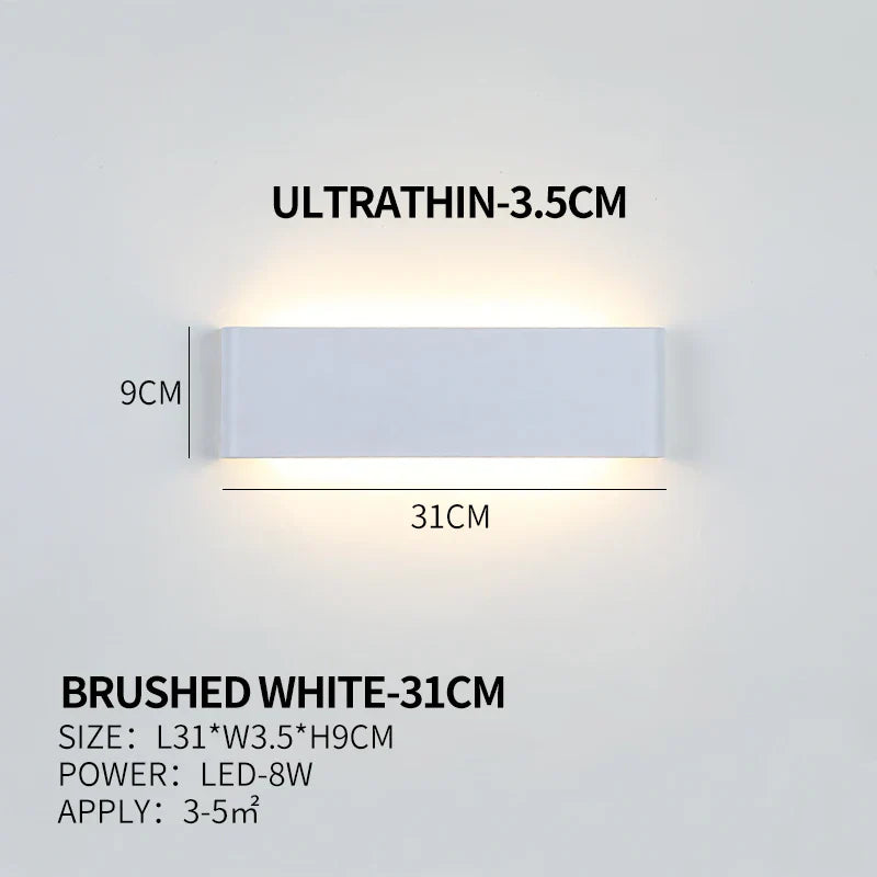 Ultra-dunne design wandlamp APHRODITE — moderne aluminium LED-wandverlichting met acryl kap | Sansoti