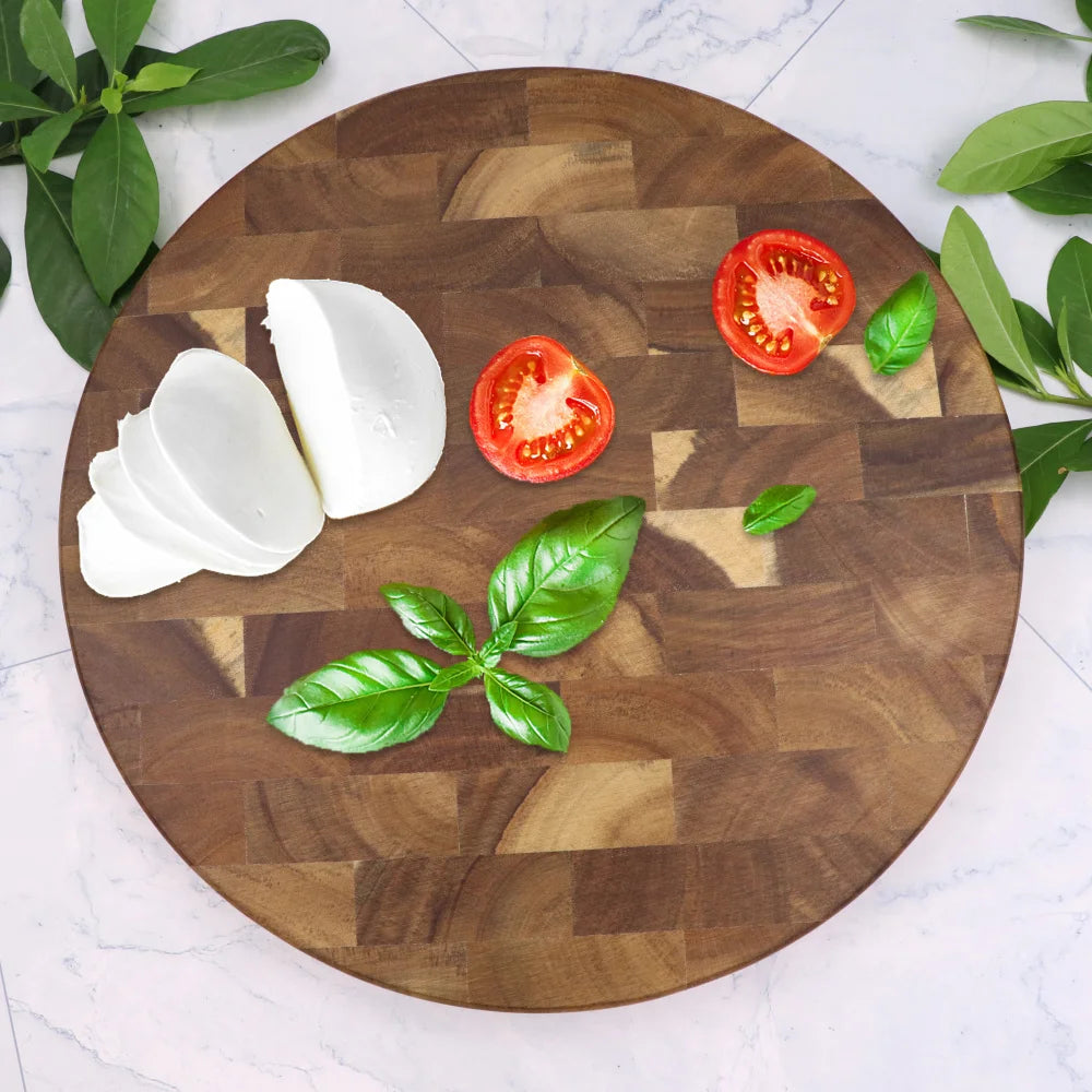 Ronde snijplank acaciahout 30cm diameter handgemaakt voor vlees groenten brood keuken serveren borrel | Sansoti