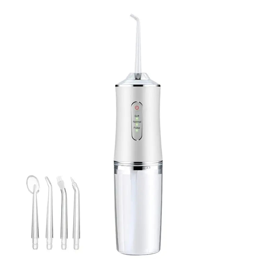 Hydropulseur portable rechargeable 4 niveaux de pression nettoyage interdentaire soins dentaires à domicile ou en déplacement sans fil compact | Sansoti