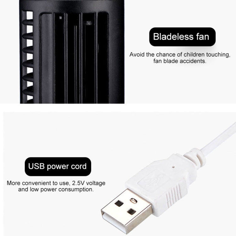 Tower Fan USB Bladeless Compact Design Black 33cm High for Desk and Office | Sansoti